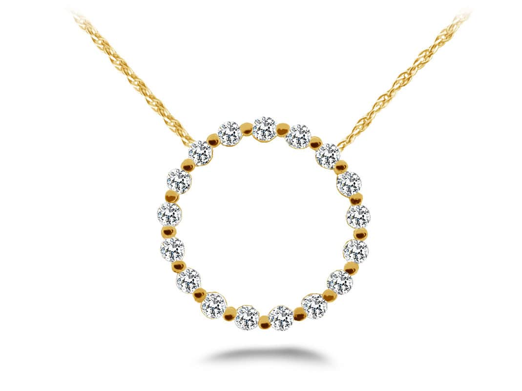 Stunning Diamond Circle Pendant Available In Gold Or Platinum